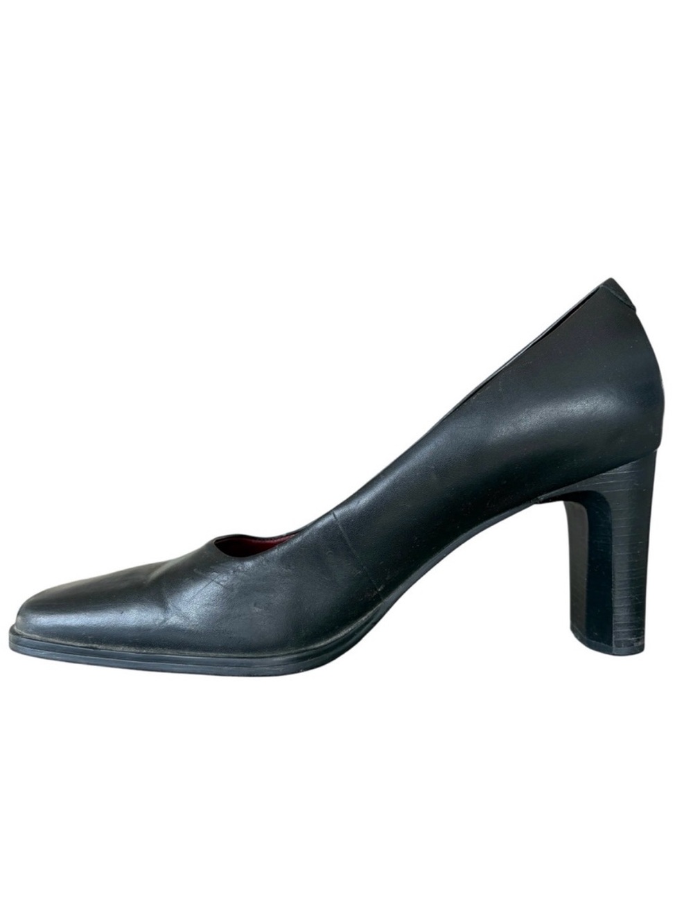 Passofino Vintage Black Leather Square Toe Pumps Size 8.5